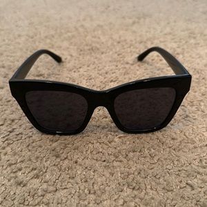 Oversized Black Cat Eye Sunglasses with Black Lenses